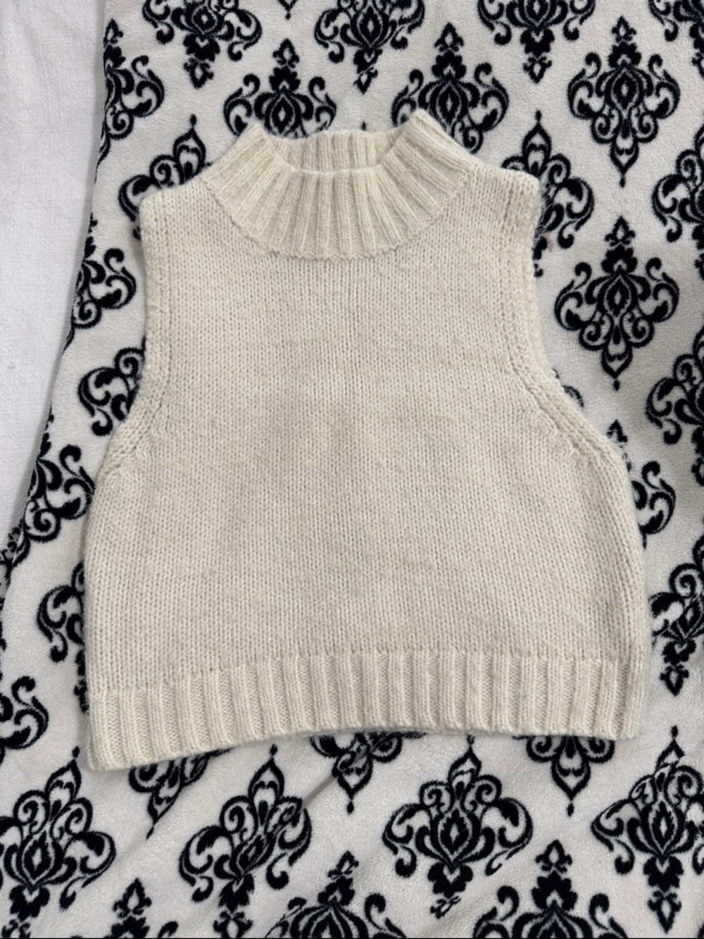 Cotton Candy Cream Sleeveless Mock Neck Crop Sweater Vest